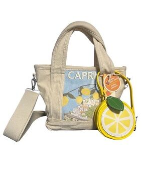 C&C California Mini bag Lemon Capri canvas with lemon coin pouch or wristlet NWT